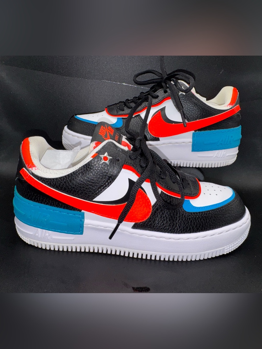 Nike Air Force 1 Shadow White Black Bright Crimson Blue women’s 7